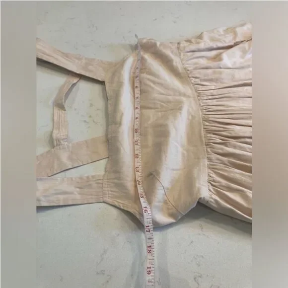 By Anthropologie Midi Apron Dress Ivory Cream with Pockets Small - Picture 6 of 12